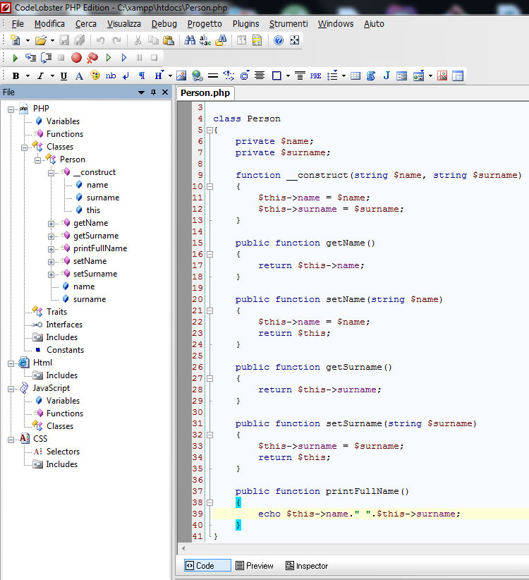 CodeLobster PHP Edition schermata